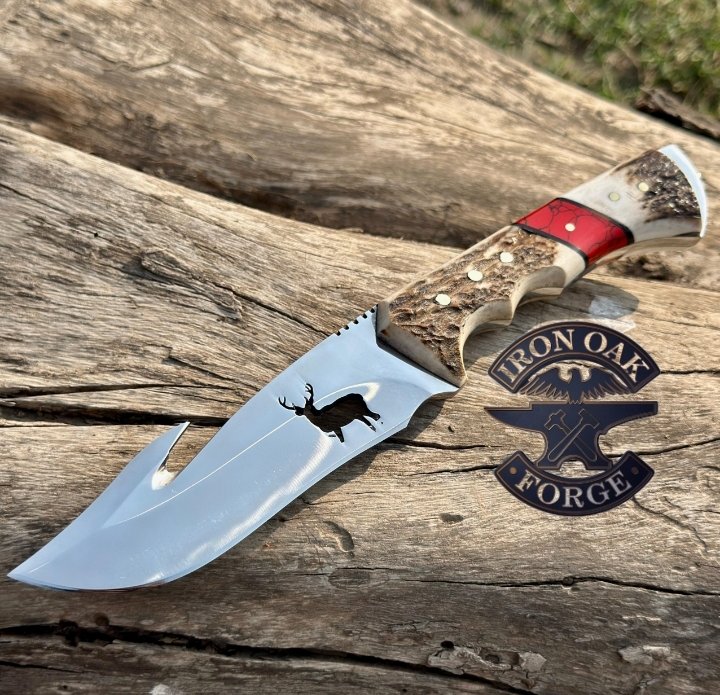 Handmade Guthook skinner Knife With Deer Cut On The Blade"11
MZ:01