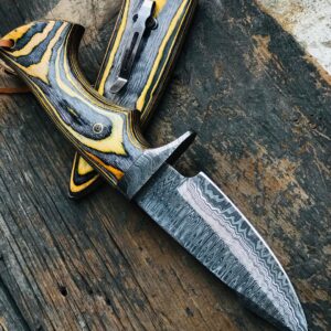 Handmade Hunting Bowie Knife Damascus Steel Blade With Colorful Wood Handle 10"

MZ:07