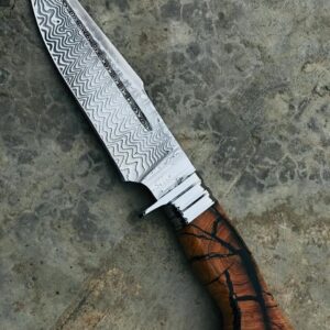 Handmade Stunning Bowie Knife 12.5", Stainless Damascus Steel With Unique resin and wood handle
MZ:14