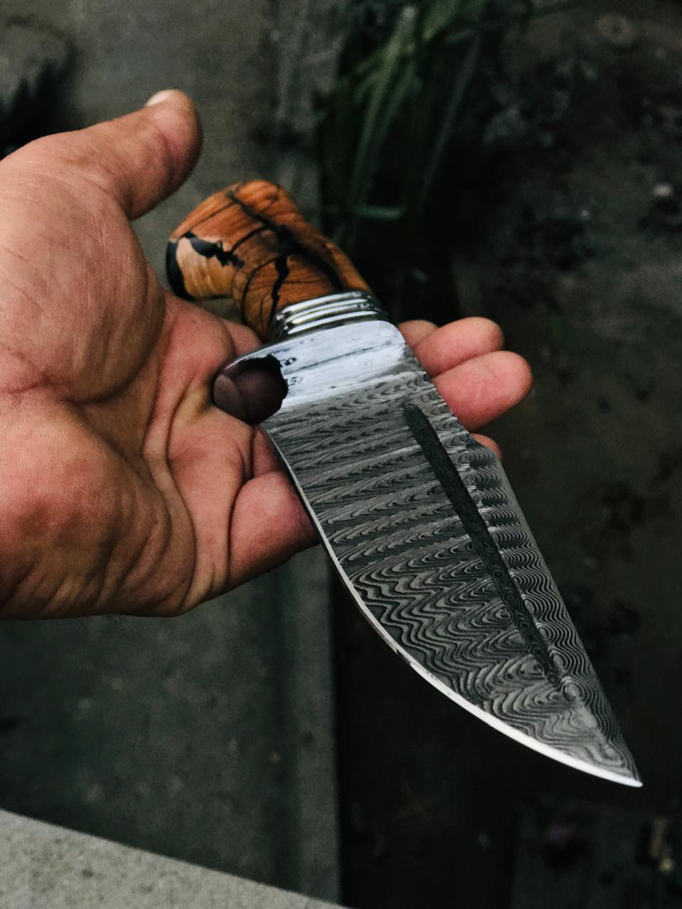 Handmade Stunning Bowie Knife 12.5", Stainless Damascus Steel With Unique resin and wood handle
MZ:14 - Image 3
