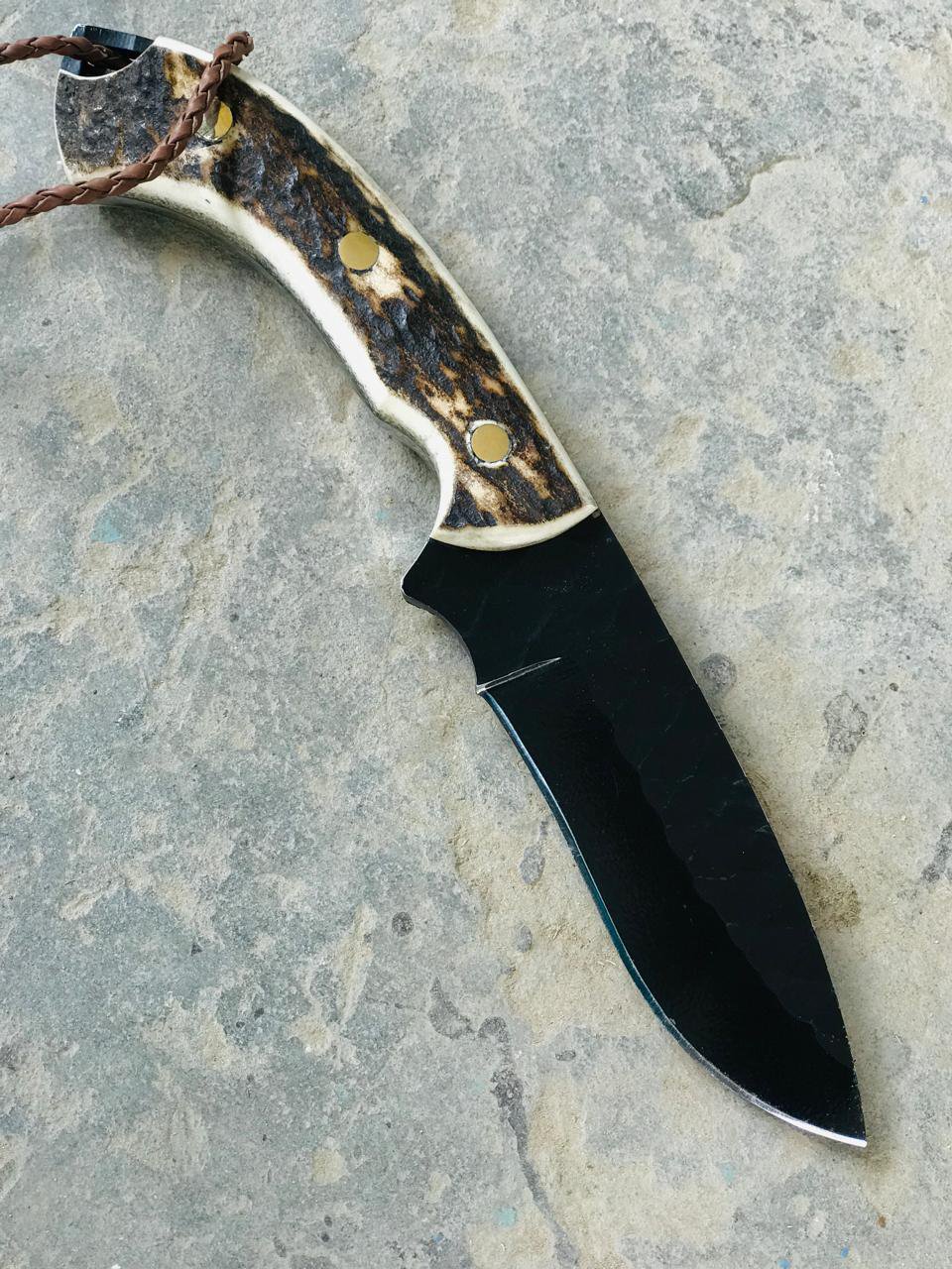 Hand-Forged Hammered Hunting Knife With Precision Hand Grooves ,Antler Handle
MZ:24 - Image 5
