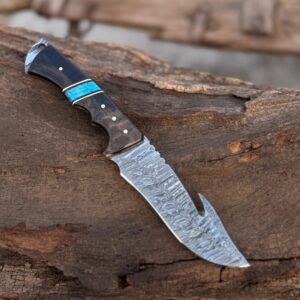 Handmade Elite 11″ Damascus Steel Knife with Buffalo Horn, Stone & Sheep Horn Handle
MZ:21