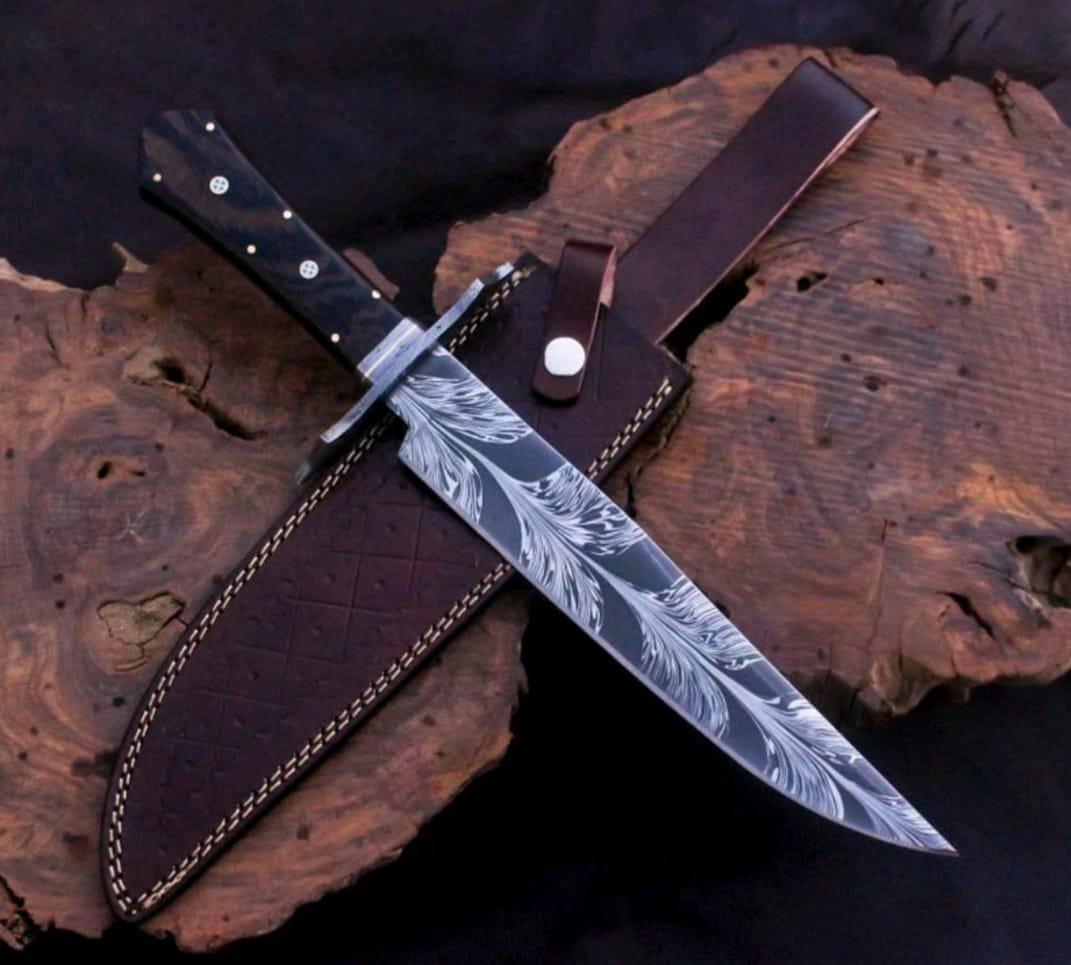 Hand-Forged Damascus Steel Bowie Knife – Venigy Wood Handle 14"
MZ:33