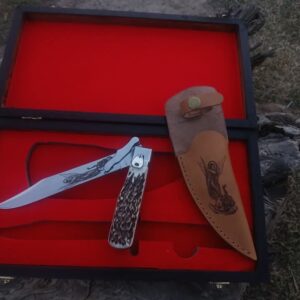 Handmade Premium Engraved Folding Knife with Leather Sheath
MZ:34