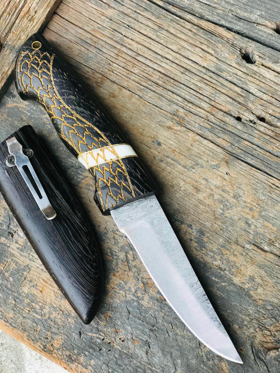 Hand-Engraved Venigy Wood Damascus Knife with Matching Scabbard – 11”
MZ:23 - Image 4