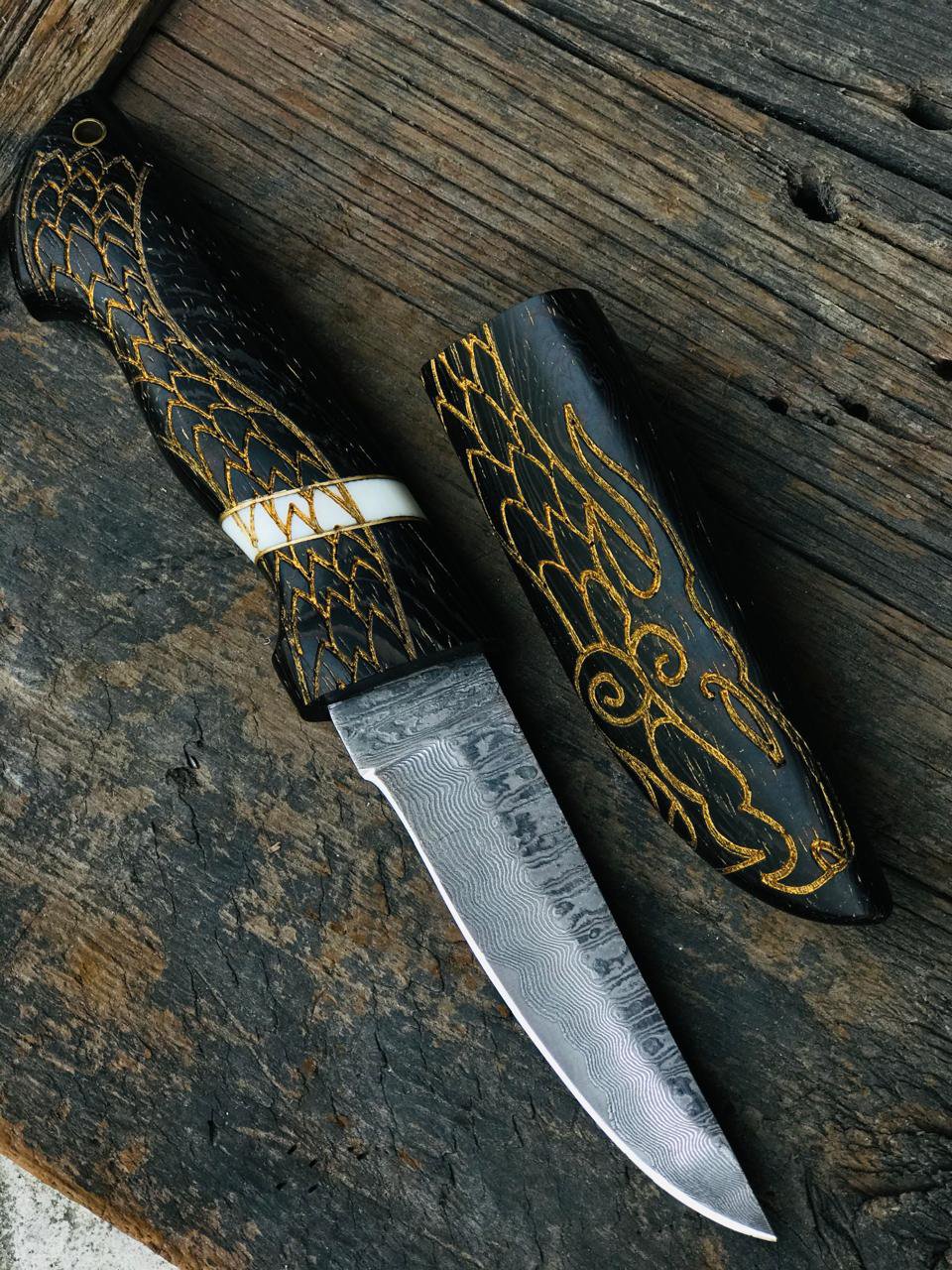 Hand-Engraved Venigy Wood Damascus Knife with Matching Scabbard – 11”
MZ:23 - Image 5