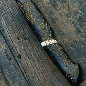 Hand-Engraved Venigy Wood Damascus Knife with Matching Scabbard – 11”
MZ:23