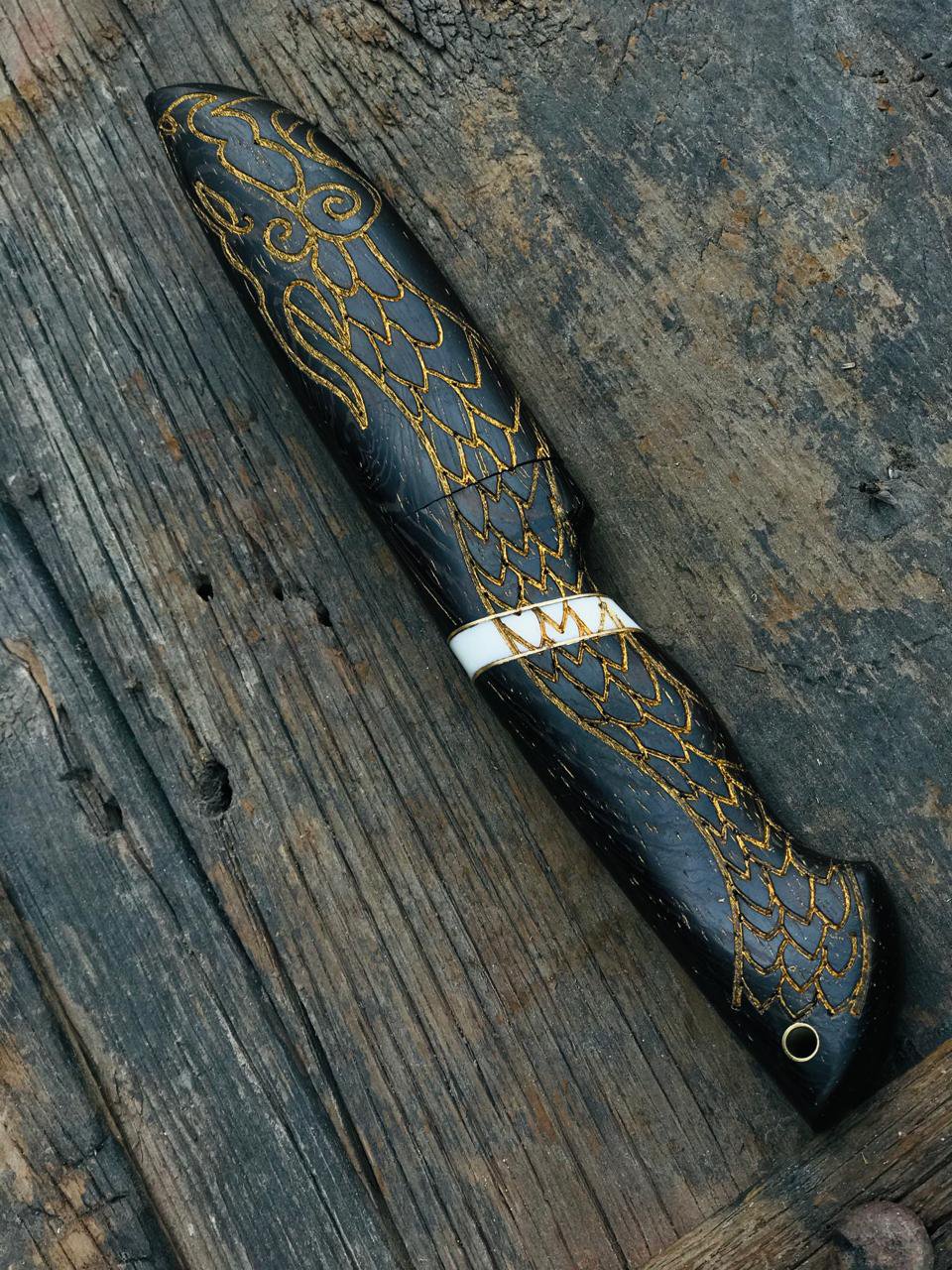 Hand-Engraved Venigy Wood Damascus Knife with Matching Scabbard – 11”
MZ:23