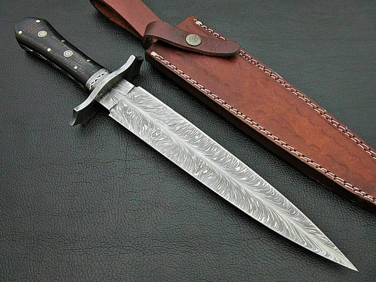 Handmade Damascus Feather Dagger,Micarta Handle
MZ:39 - Image 6