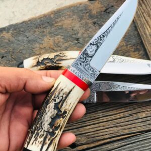 Handmade Premium Engraved Hunter Knife with Stag Handle.
MZ:48
